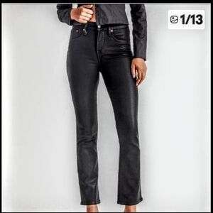 Madewell Mid-Rise Kik Out In True Black Coated Edition Jeans sz 29